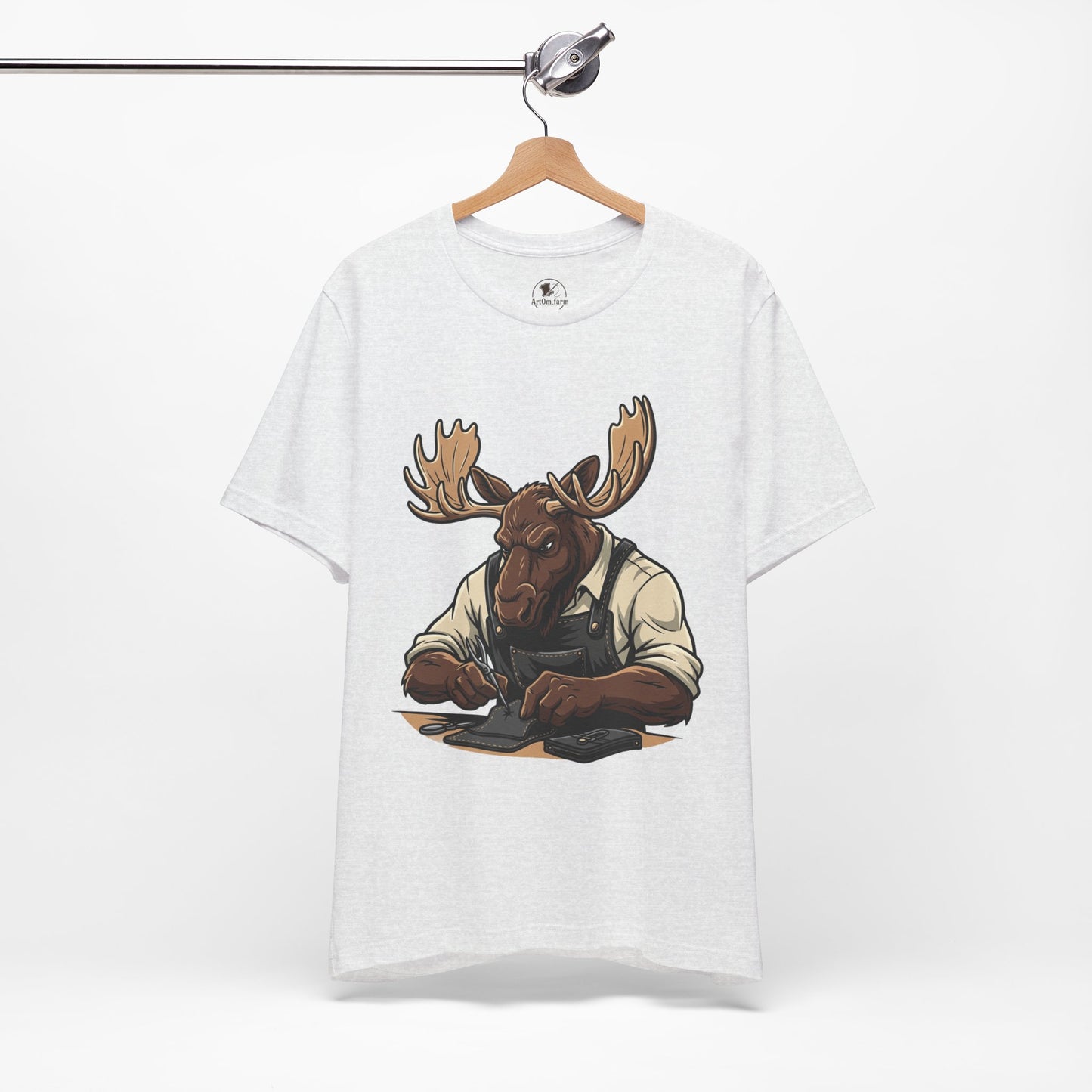 Moose Graphic Tee - Funny Animal Shirt for Nature Lovers, Unique Casual Outfit in Woodland Style - ArtOm_farm™ LEATHER