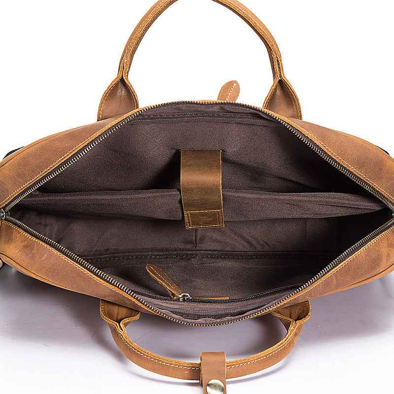 Vintage Leather Men's Bag Crafted from Crazy Horse Leather - ArtOm_farm™ LEATHER