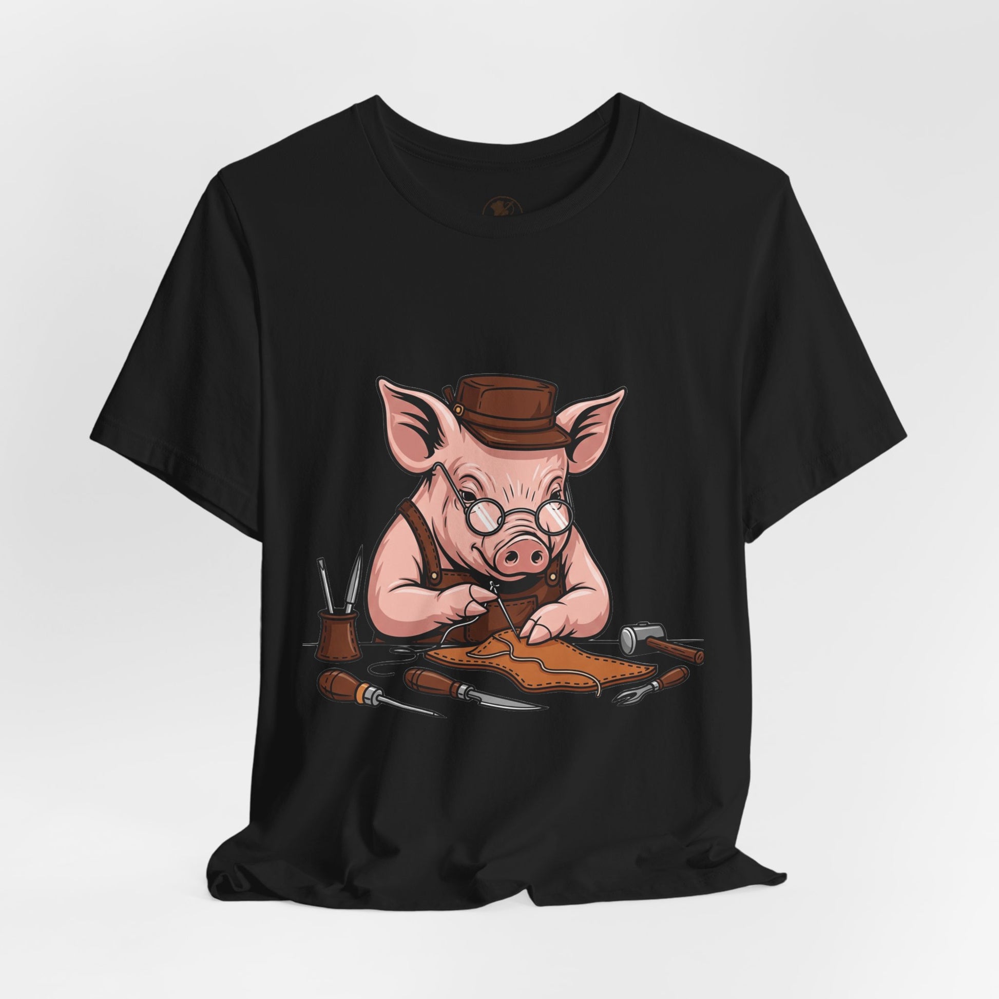 Pig Carver Tee - Funny Pig Shirt for Animal Lovers, Unique Crafting Humor Apparel, Perfect Farm Style Gift - ArtOm_farm™ LEATHER 