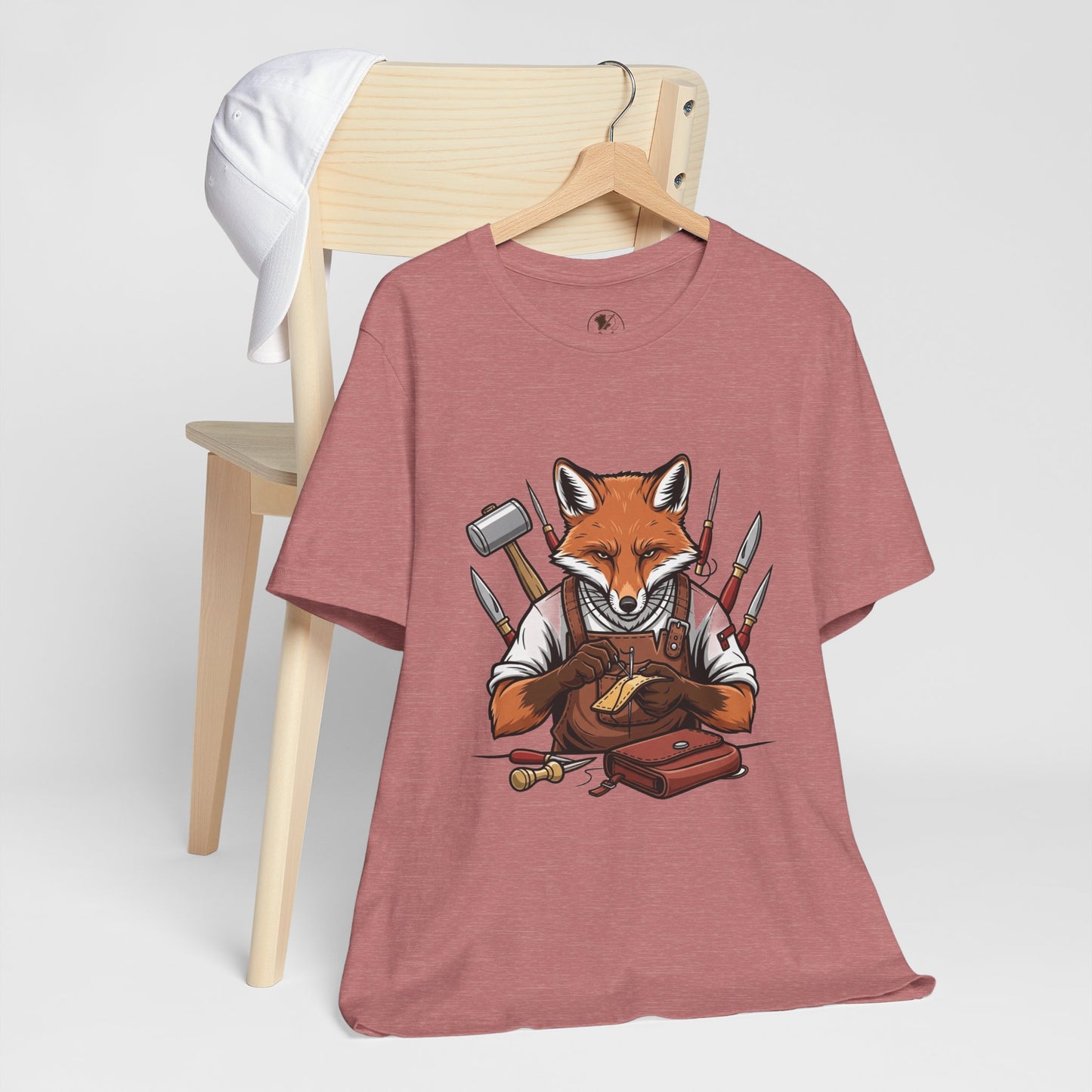 Crafty Fox T-Shirt - Funny Artisan Tee for Crafters, Perfect Gift for Art Lovers, Unique Handmade Vibes - ArtOm_farm™ LEATHER