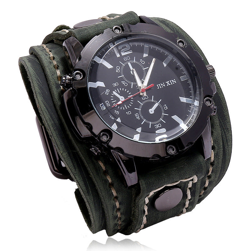 Vintage Hand Stitched Leather Watch - Timeless Craftsmanship in a Vintage Leather Watch - ArtOm_farm™ LEATHER 