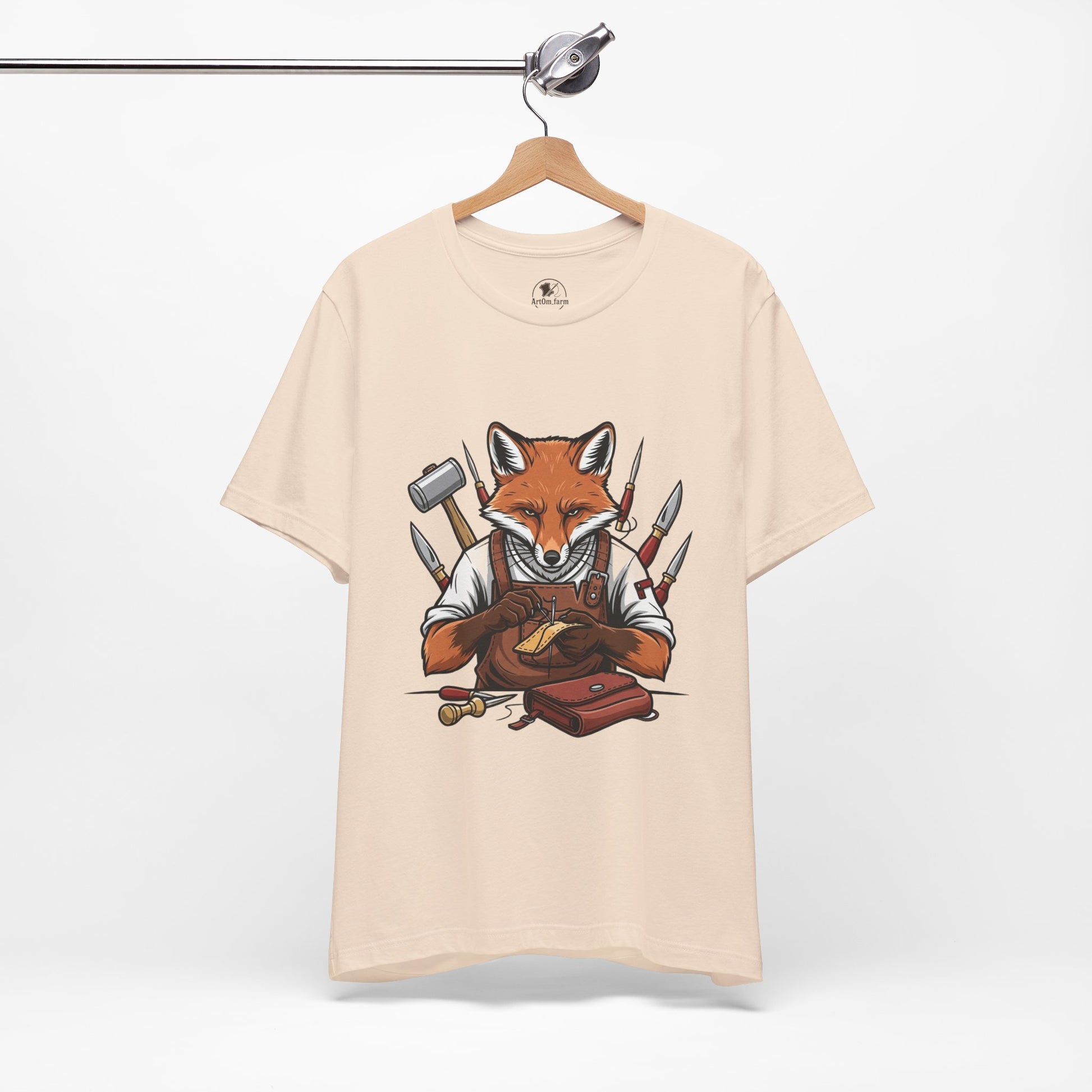 Crafty Fox T-Shirt - Funny Artisan Tee for Crafters, Perfect Gift for Art Lovers, Unique Handmade Vibes - ArtOm_farm™ LEATHER 