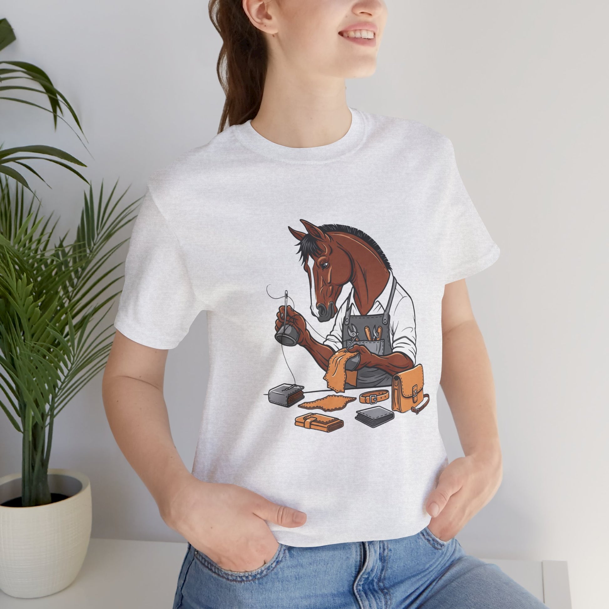 Equestrian Unisex Tee - Funny Horse Shirt for Animal Enthusiasts, Perfect Gift for Horse Lovers - ArtOm_farm™ LEATHER 