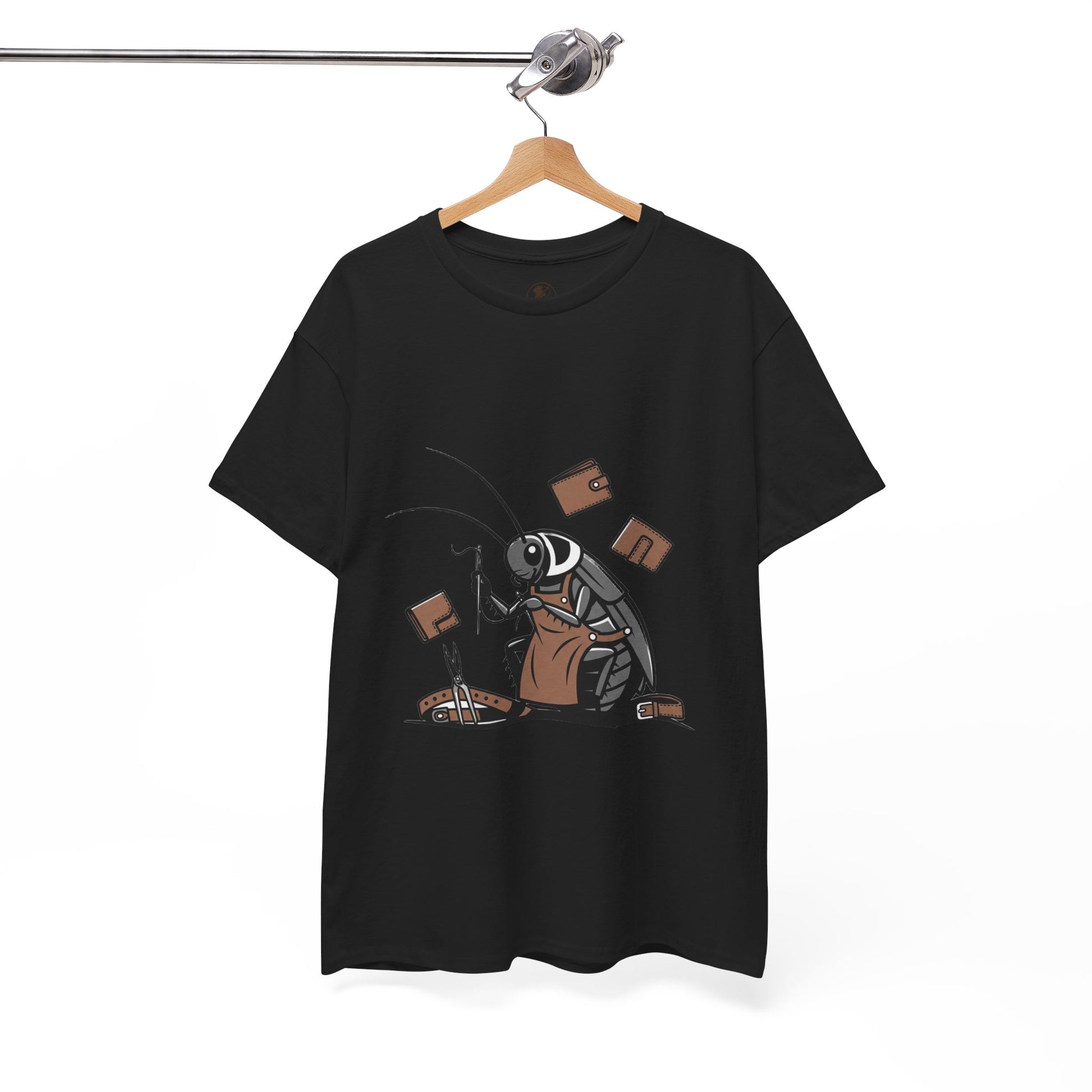 Cockroach Baker Unisex Heavy Cotton Tee - Funny Graphic Tee for Animal Lovers and Home Cooks, Unique Gift Idea - ArtOm_farm™ LEATHER