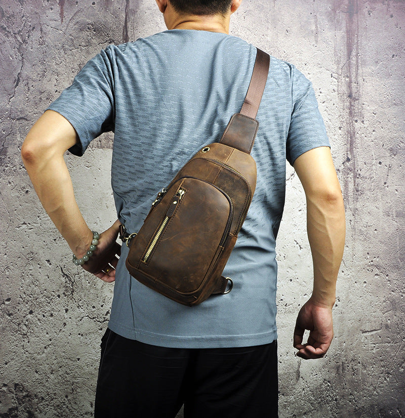 Crazy Horse Leather Bag - Vintage Cowhide Men's Messenger Bag - ArtOm_farm™ LEATHER 