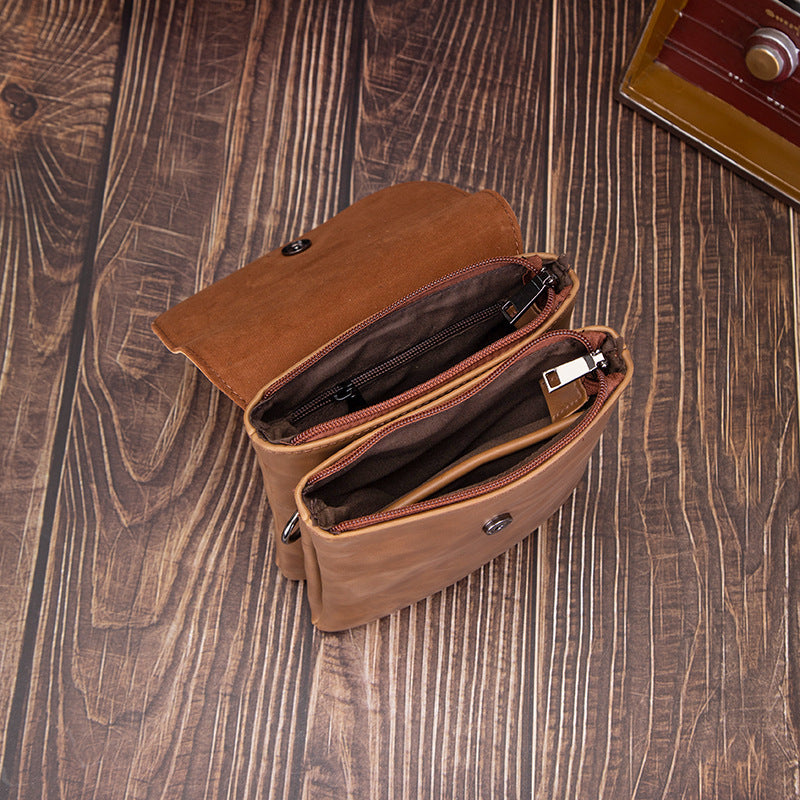 Double-layer Leather Men's Bag - Crazy Horse Leather Design - ArtOm_farm™ LEATHER 