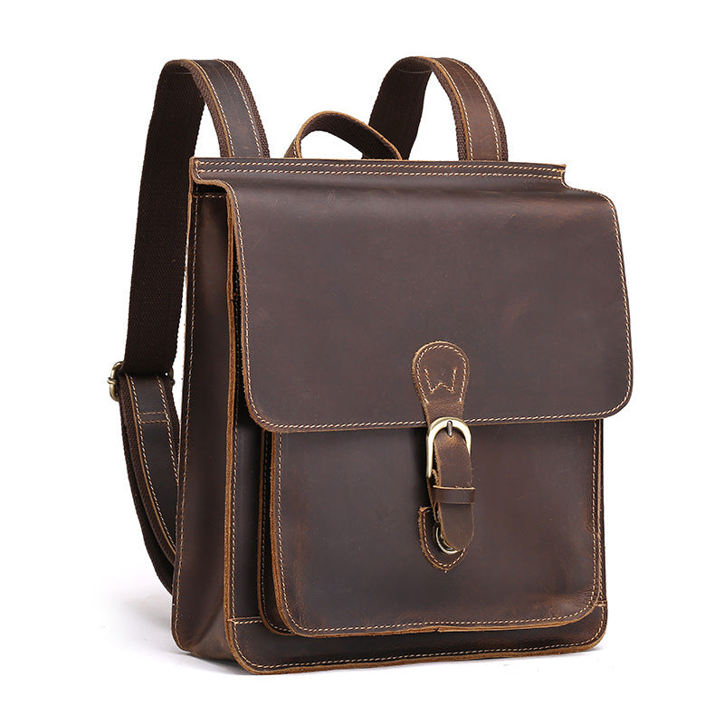 New Crazy Horse Leather Men's Backpack - Genuine Retro Design - ArtOm_farm™ LEATHER