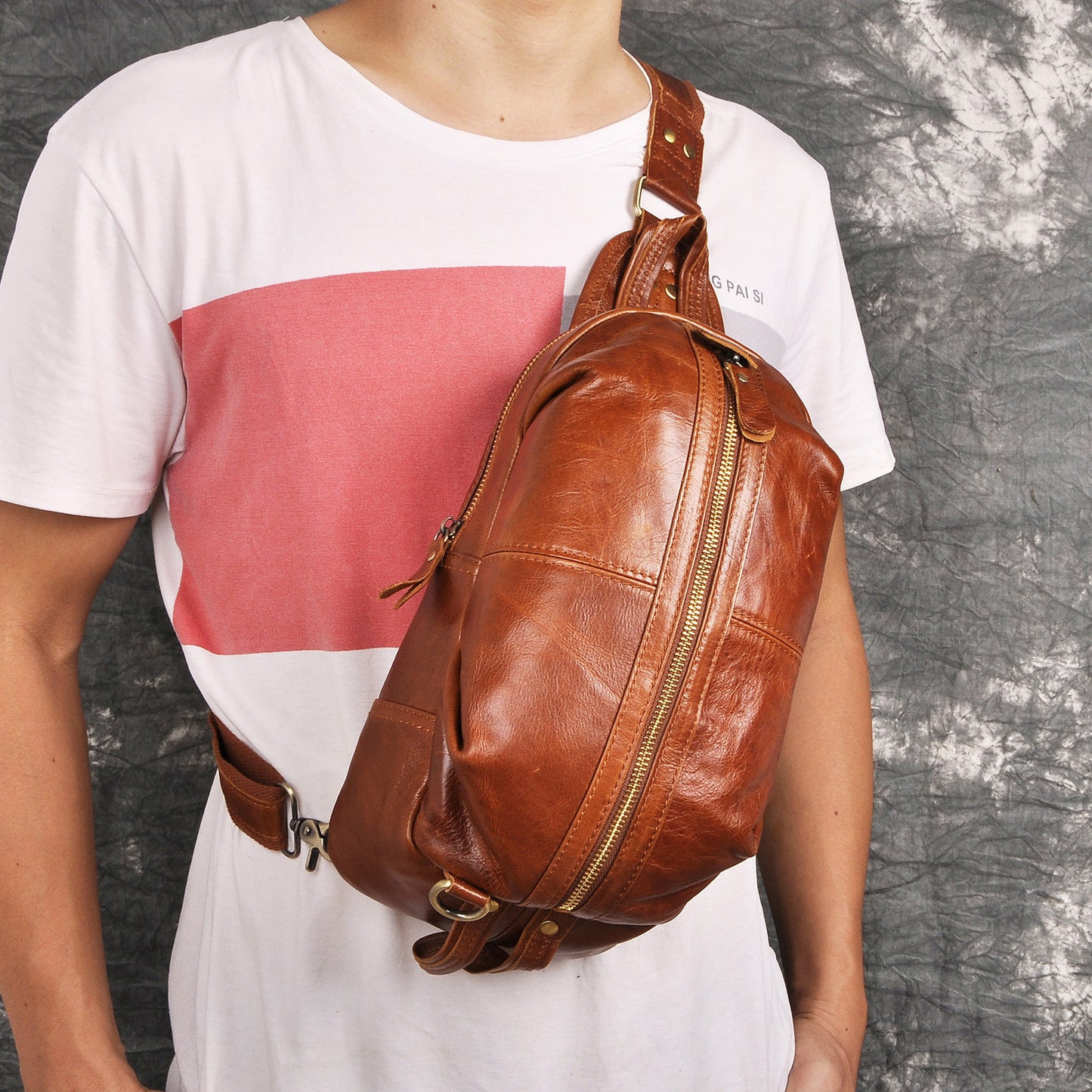 Crazy Horse Leather Messenger Bag - Vintage Men's Top Layer Messenger Bag - ArtOm_farm™ LEATHER