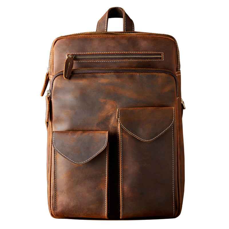 Men's Handmade Leather Backpack - Premium Crazy Horse Leather Design