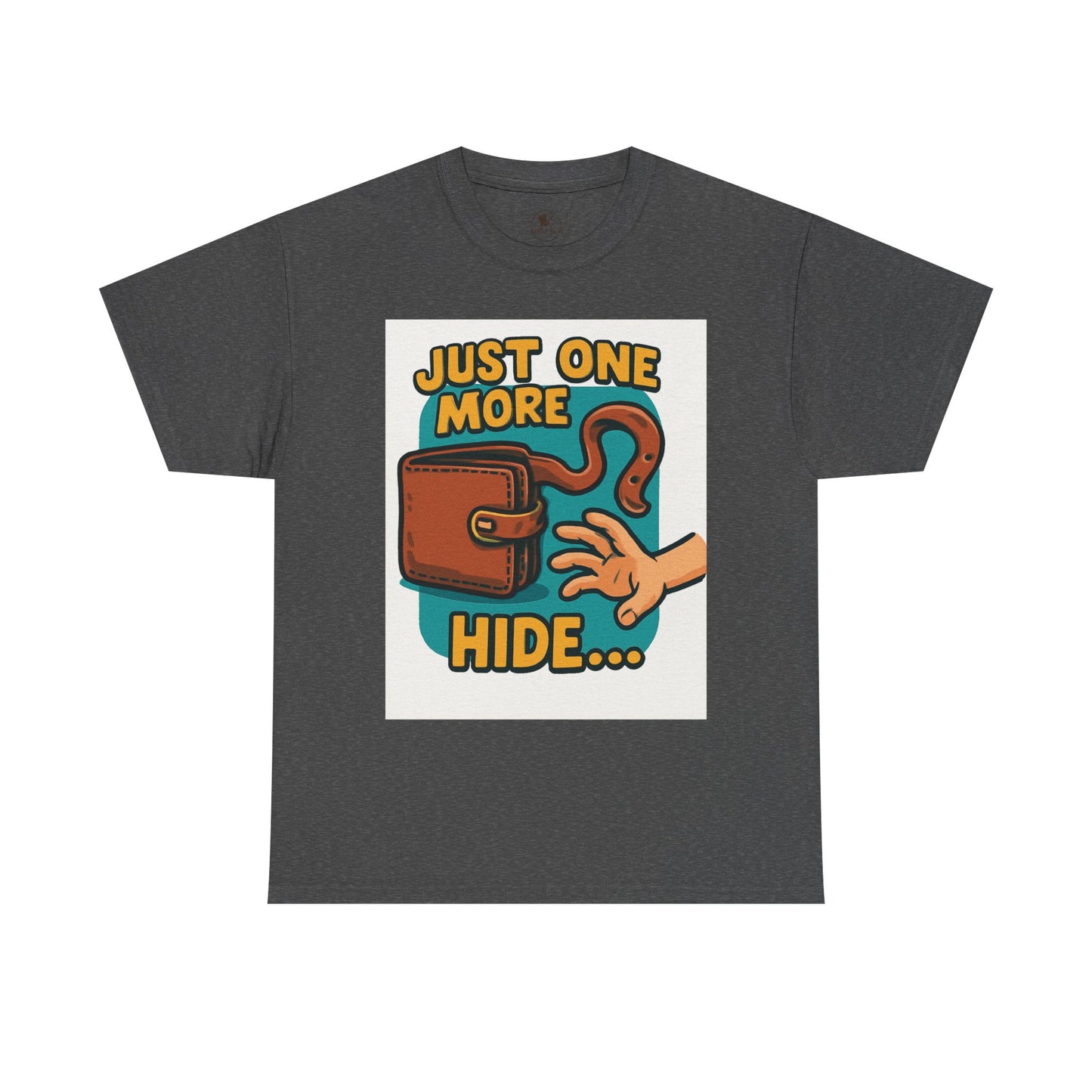 Funny Gamer T-Shirt - Unisex Heavy Cotton Tee, Just One More Hide, Unique Gift for Gamers, Casual Wear, Humorous Birthday Shirt - ArtOm_farm™ LEATHER