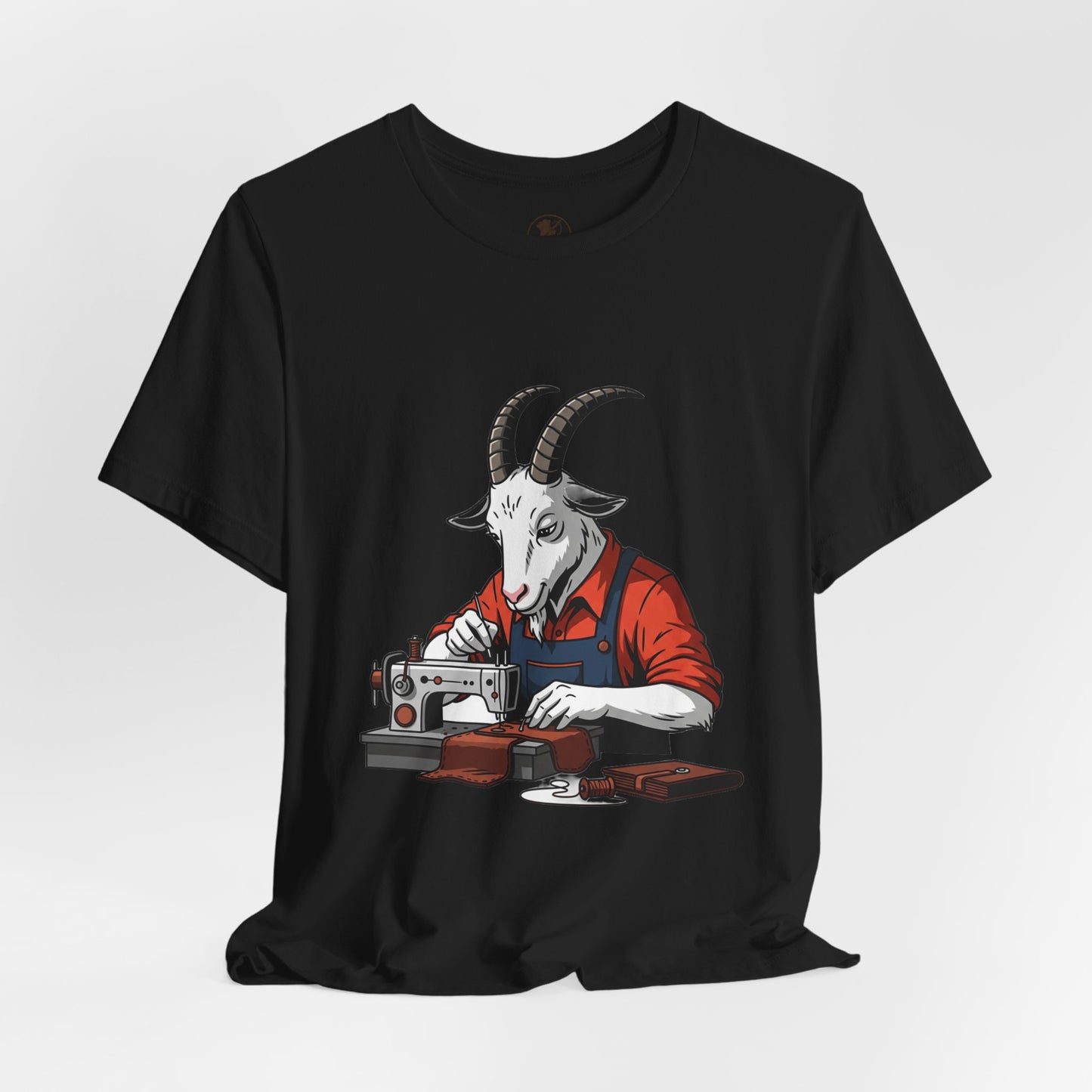 Creative Goat Tailor Tee - Funny Graphic Shirt for Crafters and Art Lovers, Unique Gift for Casual Wear - ArtOm_farm™ LEATHER 