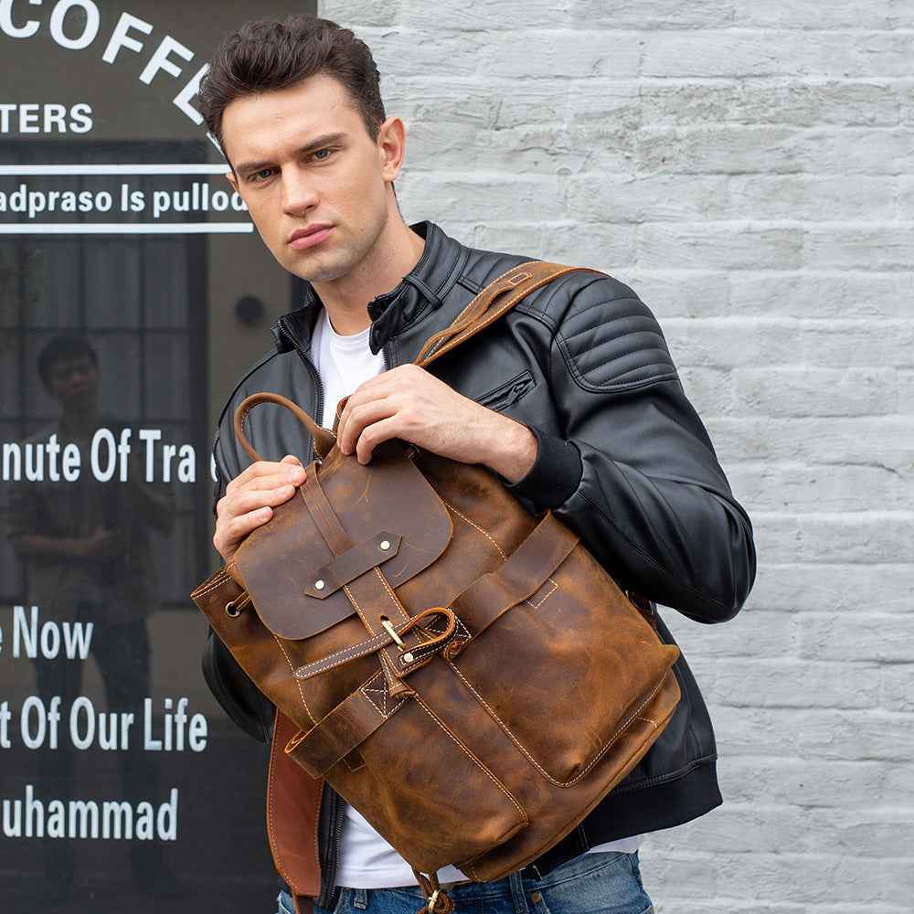 Crazy Horse Leather Travel Bag for Men and Women - Stylish & Durable