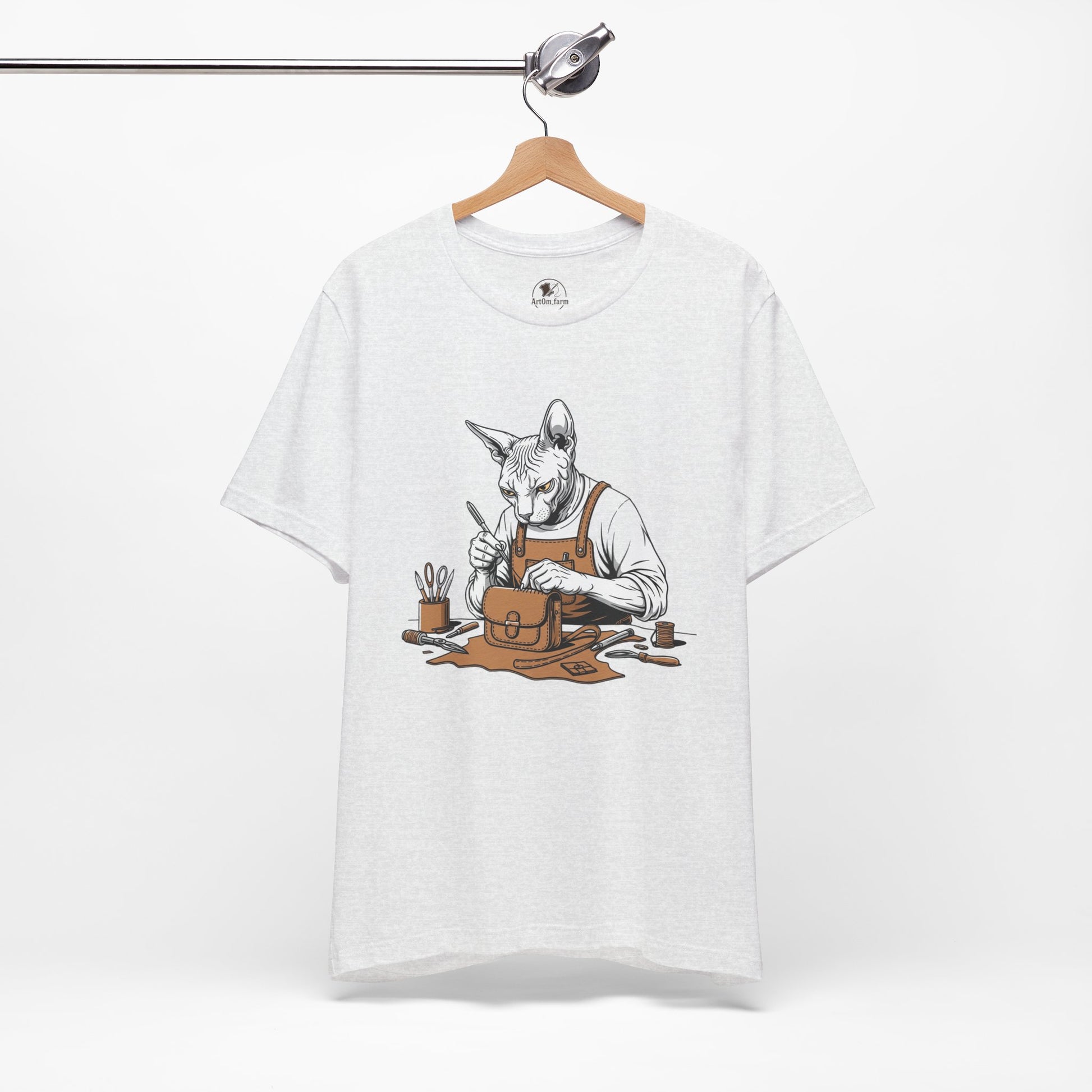 Creative Cat Shirt Unisex Tee, Cute Animal Shirt, Funny Gift for Pet Lovers, Perfect for Art Enthusiasts, Birthday, Casual Wear - ArtOm_farm™ LEATHER