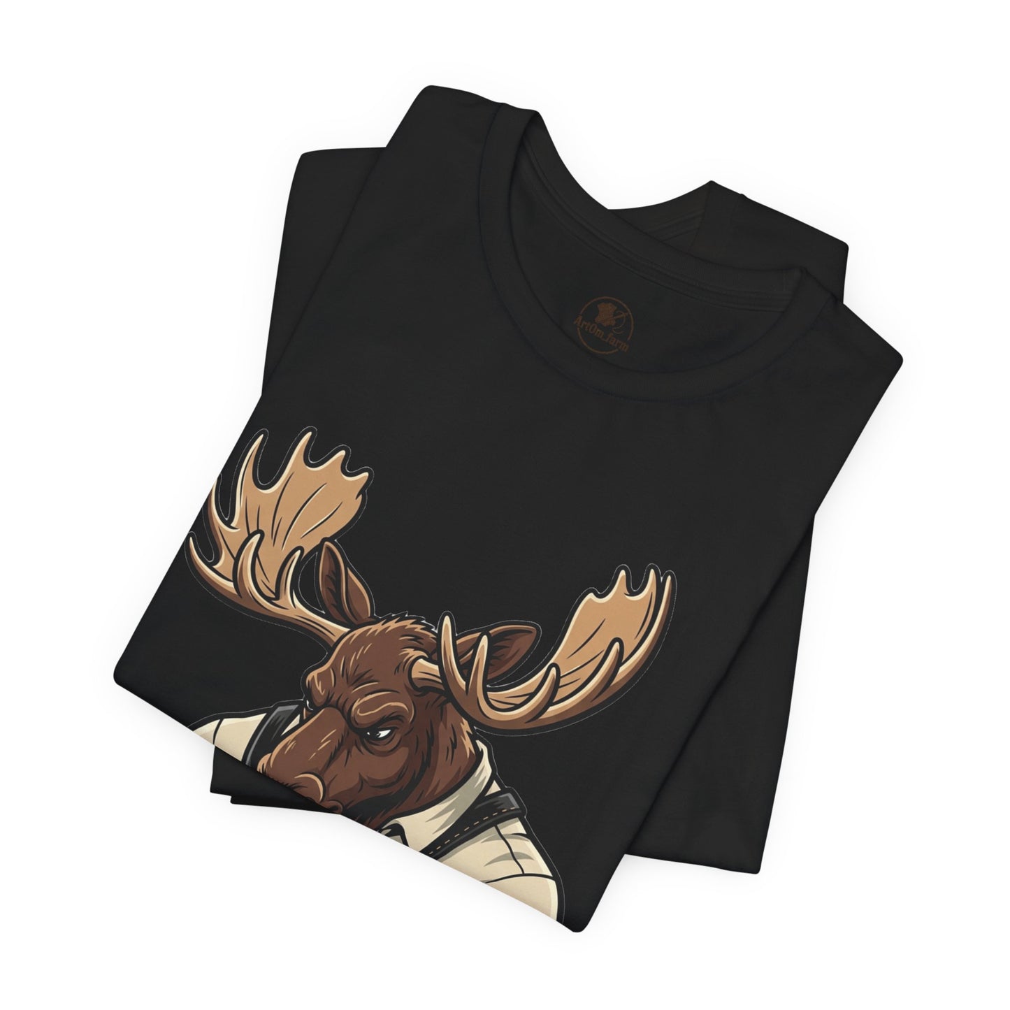 Moose Graphic Tee - Funny Animal Shirt for Nature Lovers, Unique Casual Outfit in Woodland Style - ArtOm_farm™ LEATHER 