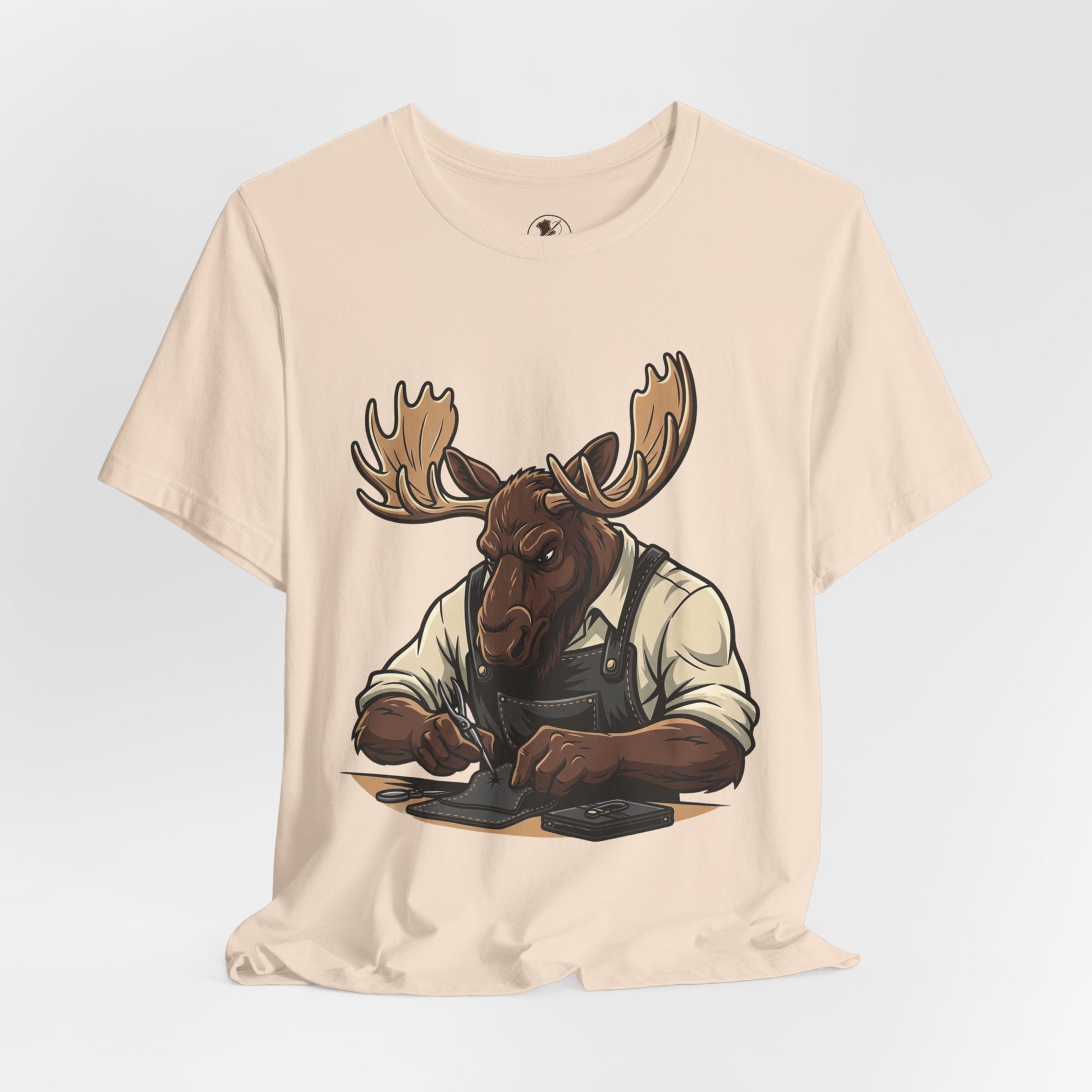 Moose Graphic Tee - Funny Animal Shirt for Nature Lovers, Unique Casual Outfit in Woodland Style - ArtOm_farm™ LEATHER 