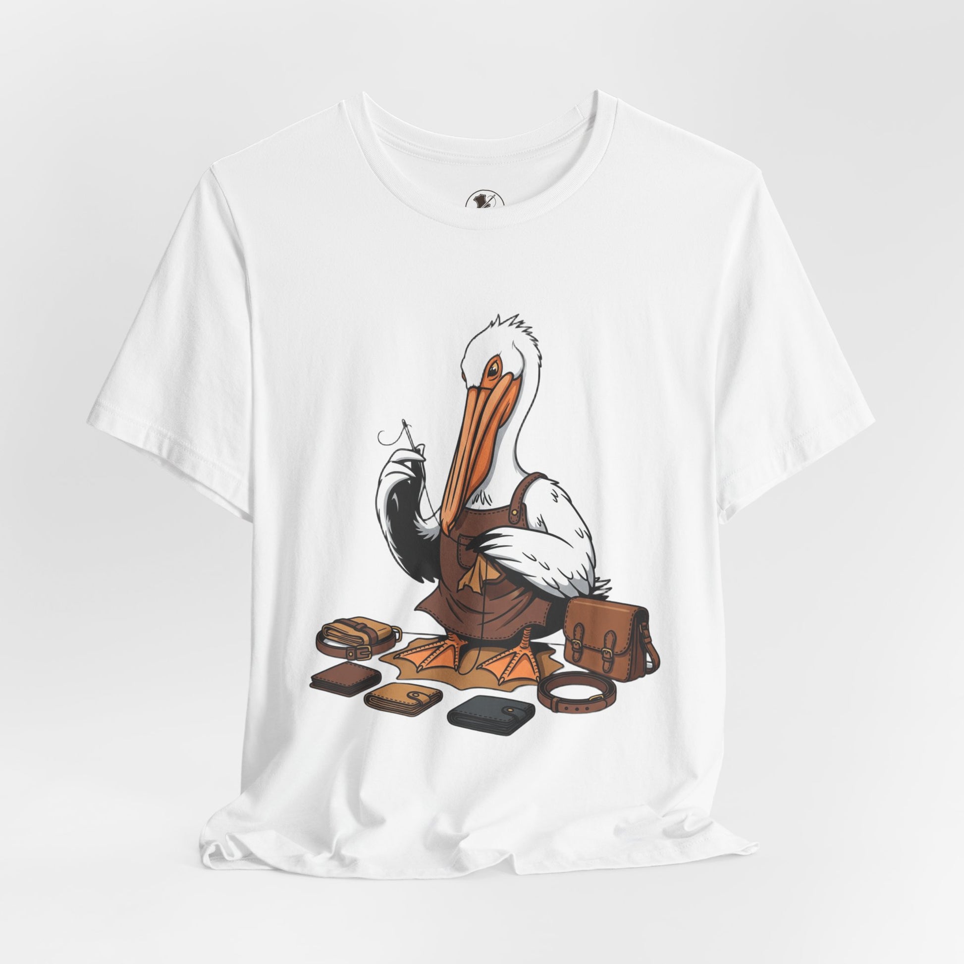 Whimsical Pelican Tee - Fun Beach T-Shirt for Casual Summer Style and Nature Lovers - ArtOm_farm™ LEATHER