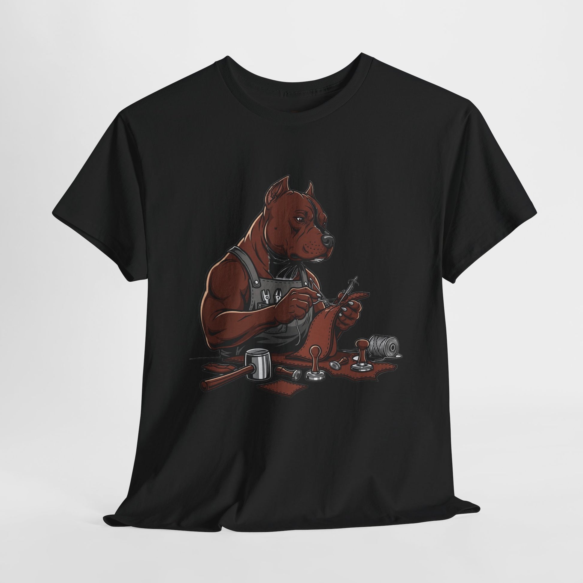 Artistic Dog Lover Tee - Casual Graphic T-Shirt for Pet Owners, Ideal Gift for Birthdays and Holidays - ArtOm_farm™ LEATHER