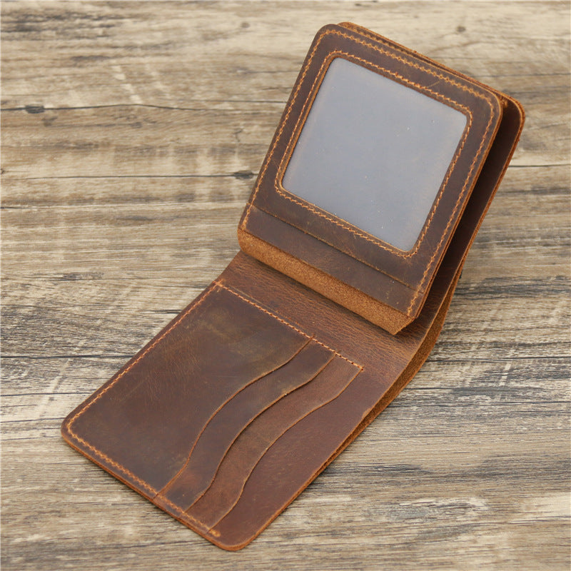 Men Crazy Horse Leather Wallet - Stylish Money and Card Bag for Modern Men - ArtOm_farm™ LEATHER 