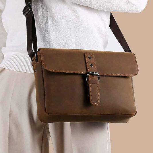 Vintage Leather Laptop Bag Crazy Horse - Stylish and Durable Computer Carrying Solution - ArtOm_farm™ LEATHER