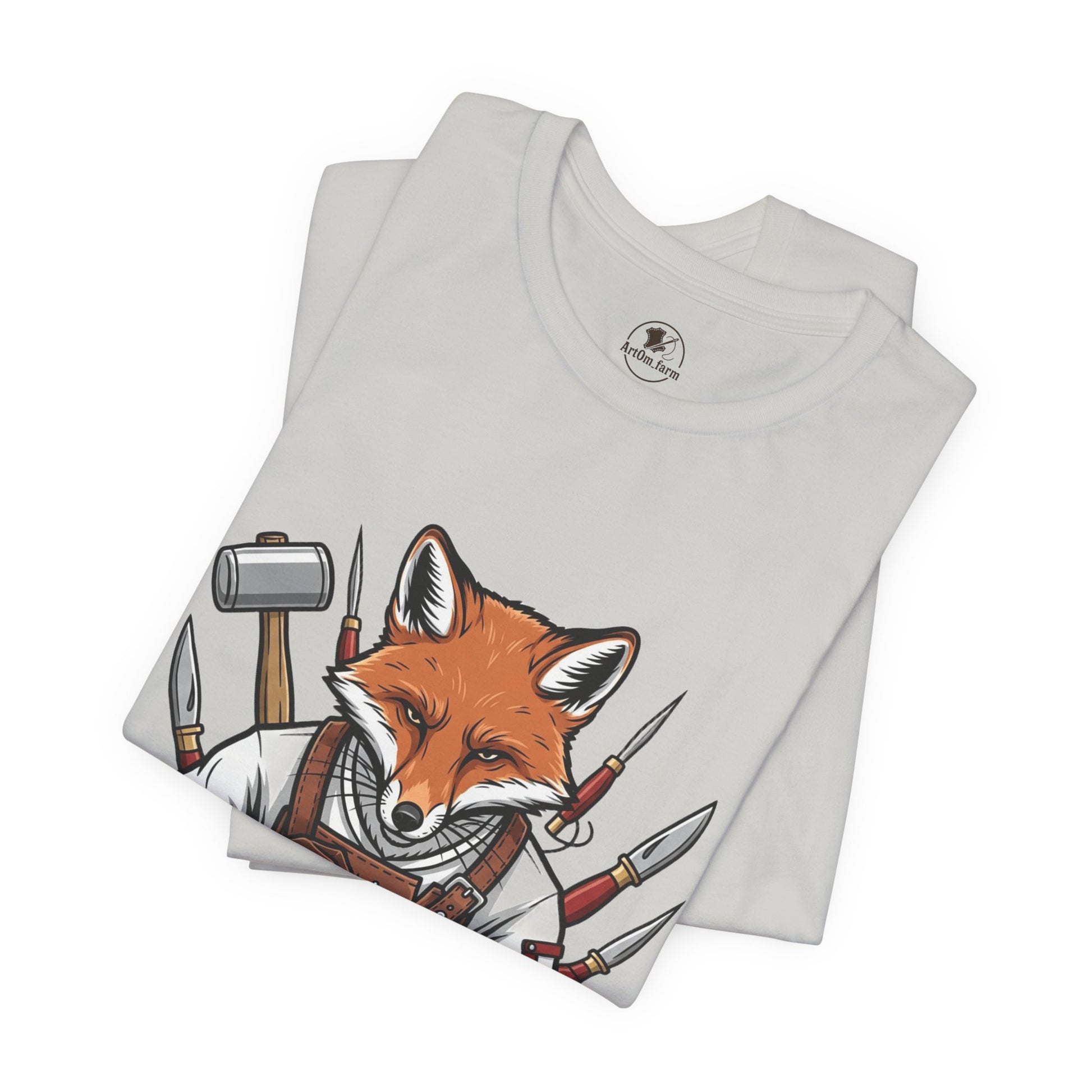 Crafty Fox T-Shirt - Funny Artisan Tee for Crafters, Perfect Gift for Art Lovers, Unique Handmade Vibes - ArtOm_farm™ LEATHER 