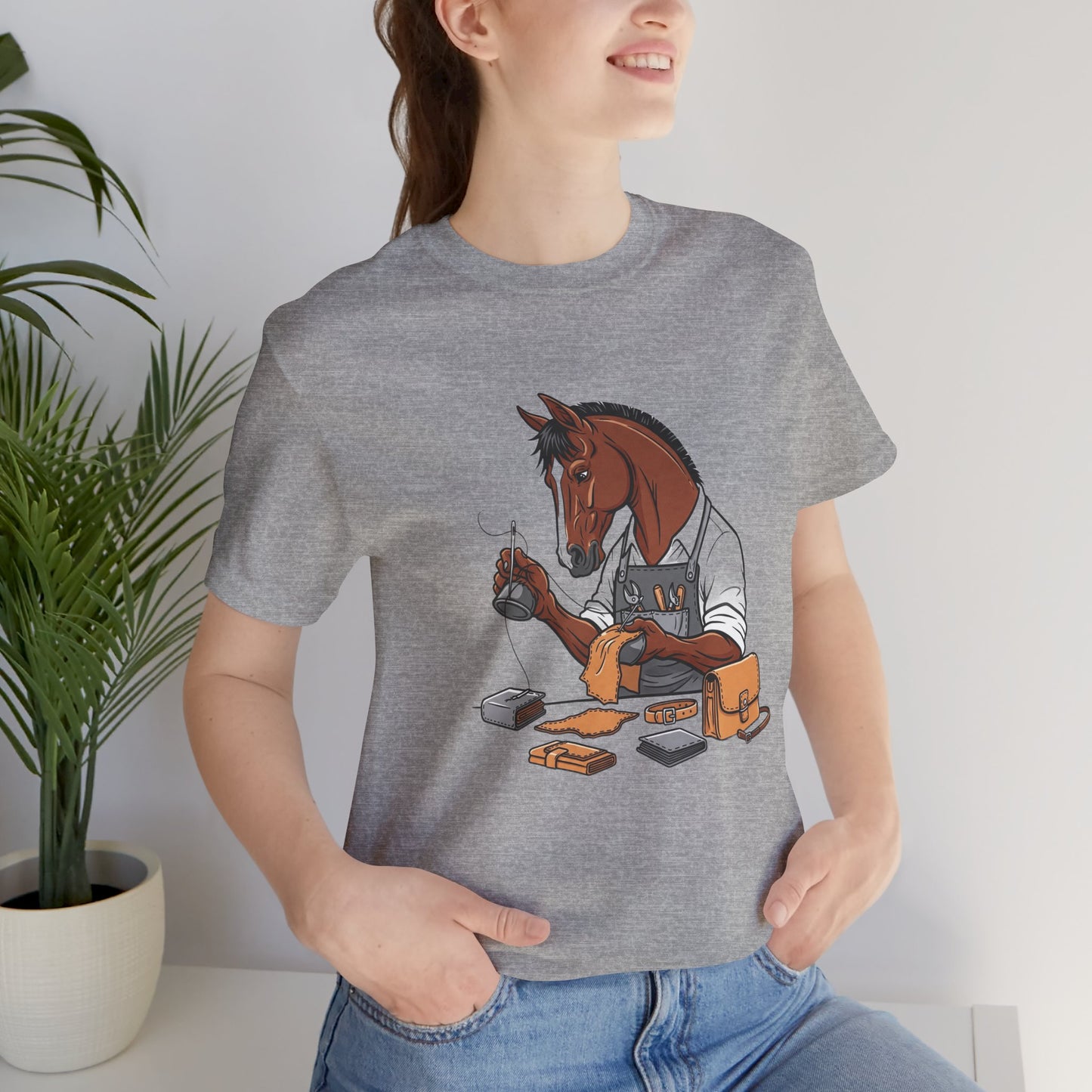 Equestrian Unisex Tee - Funny Horse Shirt for Animal Enthusiasts, Perfect Gift for Horse Lovers - ArtOm_farm™ LEATHER 