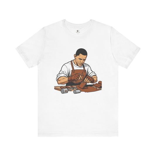 Craftsman Tee for Art Lovers - Unisex Shirt, Handyman Gift for Woodworking Enthusiasts, Perfect Father's Day Gift - ArtOm_farm™ LEATHER