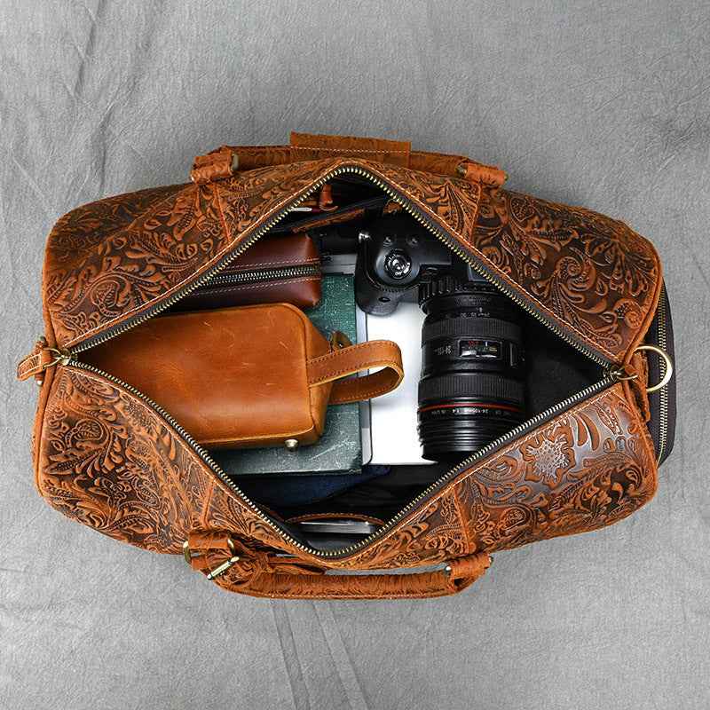 Vintage Leather Crossbody Briefcase in Premium Crazy Horse Leather - ArtOm_farm™ LEATHER