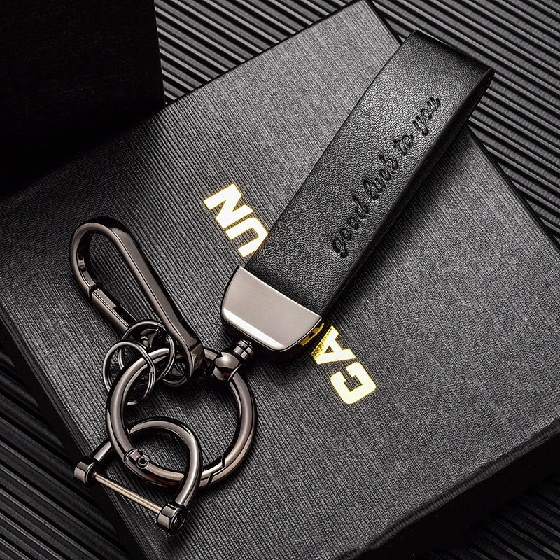 Car Key Ring Pendant in Crazy Horse Leather for a Stylish Touch - ArtOm_farm™ LEATHER 