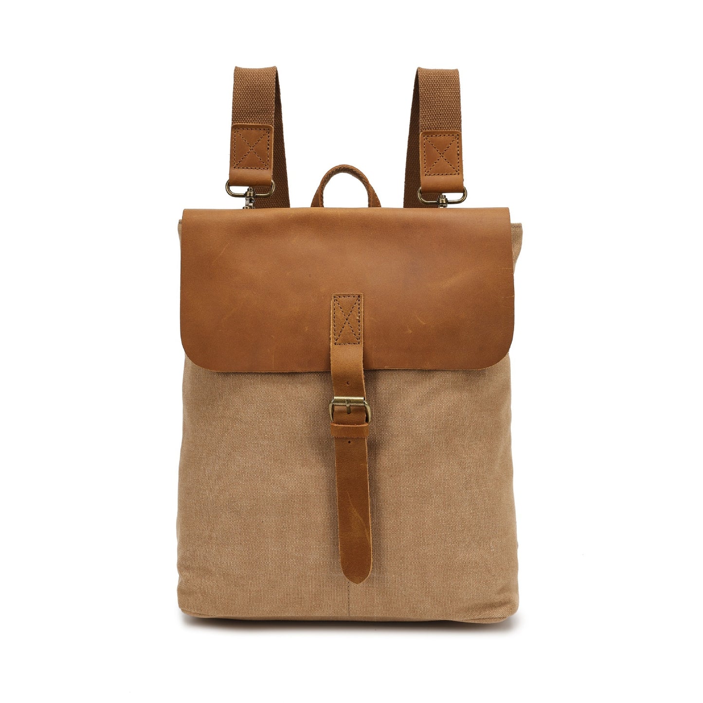 Crazy Horse Leather Backpack for Casual Students - Minimalist Design - ArtOm_farm™ LEATHER 