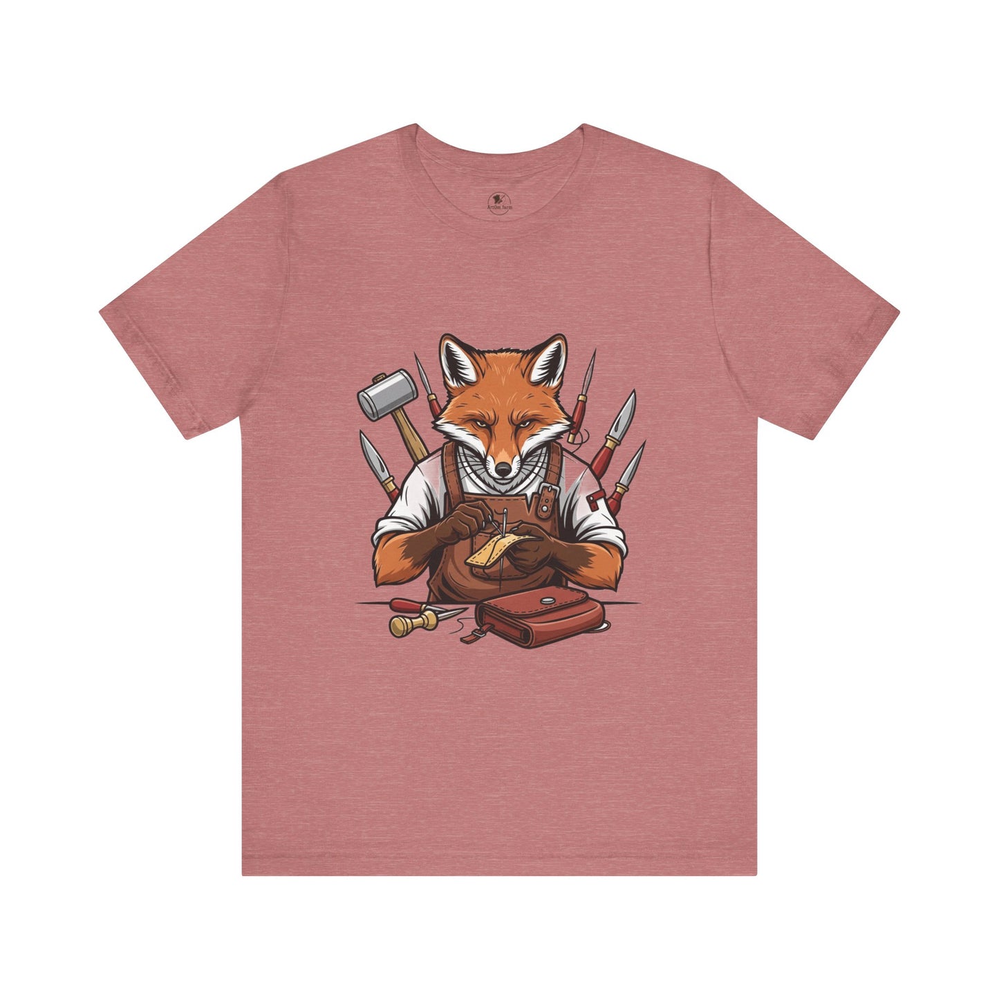 Crafty Fox T-Shirt - Funny Artisan Tee for Crafters, Perfect Gift for Art Lovers, Unique Handmade Vibes - ArtOm_farm™ LEATHER
