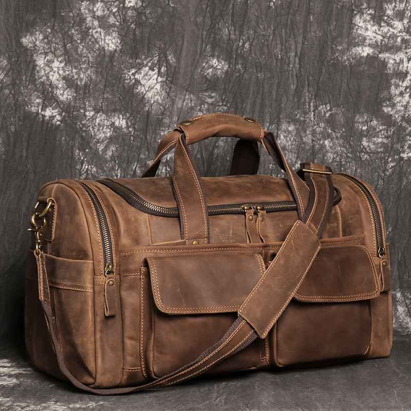 Crazy Horse Leather Travel Bag - Stylish Hand Luggage for Adventurers