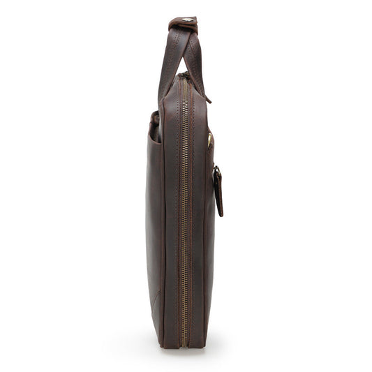 New Retro Leather Briefcase - Ultra-thin Crazy Horse Leather Handbag for Men - ArtOm_farm™ LEATHER