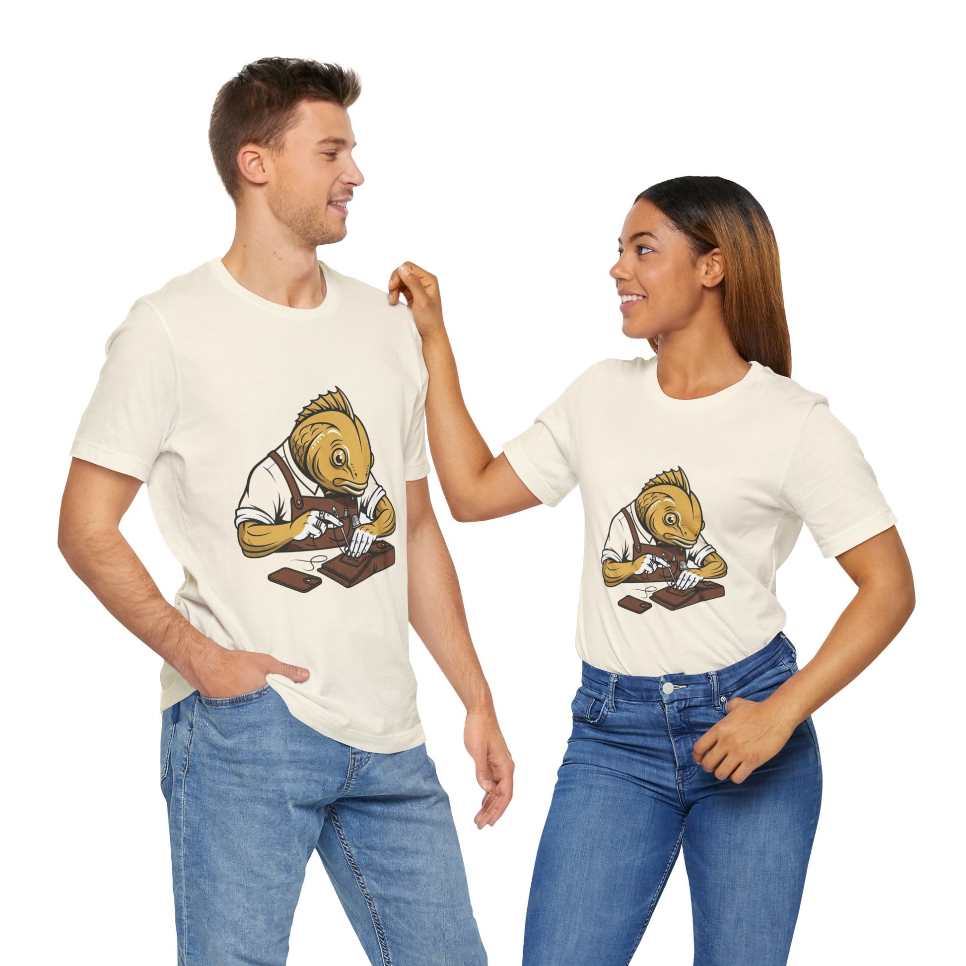 Creative Fish Artist Tee - Unique Graphic Tee for Art Lovers, Eco-Friendly Casual Wear - ArtOm_farm™ LEATHER 