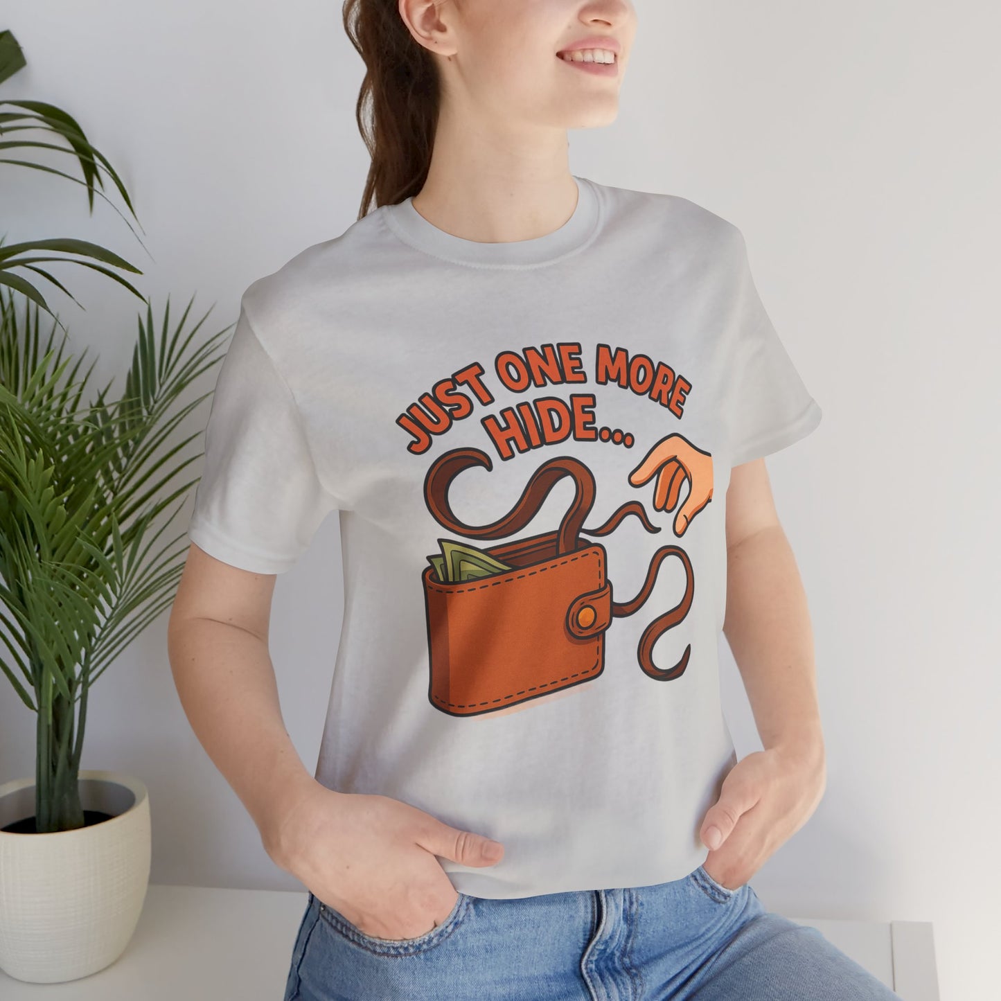 Funny Money Hide T-Shirt - Unisex Jersey Tee for Finance Lovers, Humorous Gift for Casual Wear, Perfect for Birthdays and Holidays - ArtOm_farm™ LEATHER 
