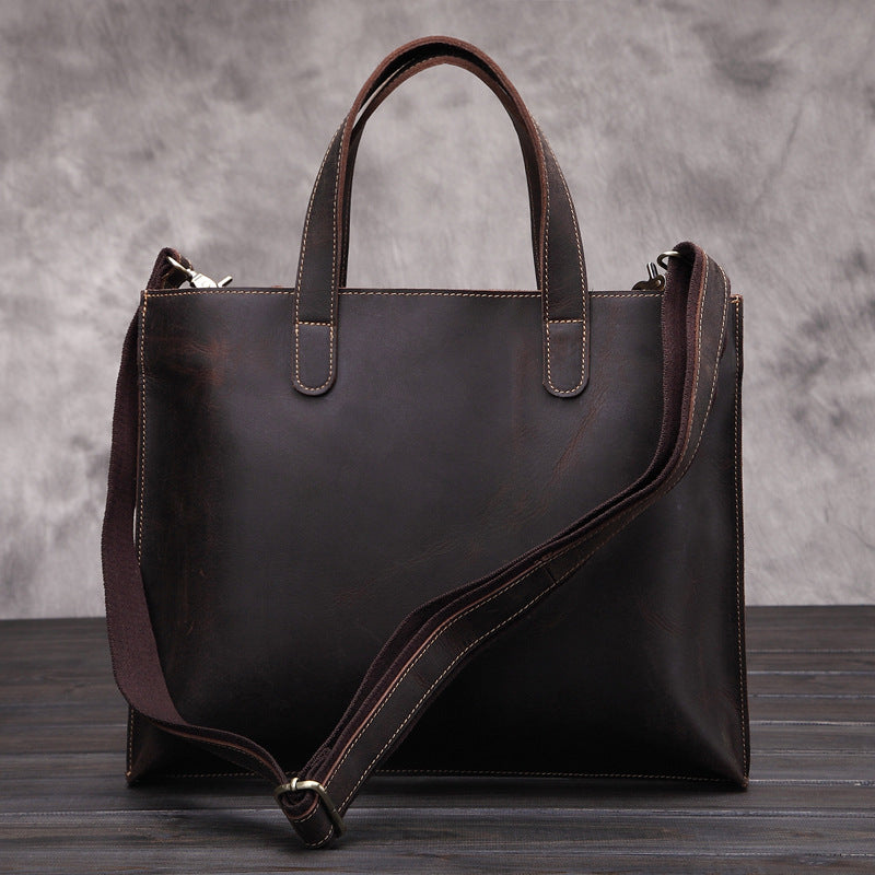 Crazy Horse Leather Briefcase - Cowhide Messenger Bag for Business - ArtOm_farm™ LEATHER 