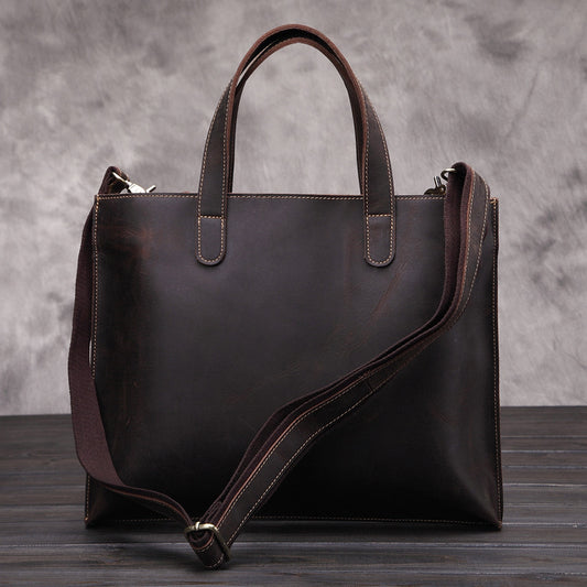 Crazy Horse Leather Briefcase - Cowhide Messenger Bag for Business - ArtOm_farm™ LEATHER 
