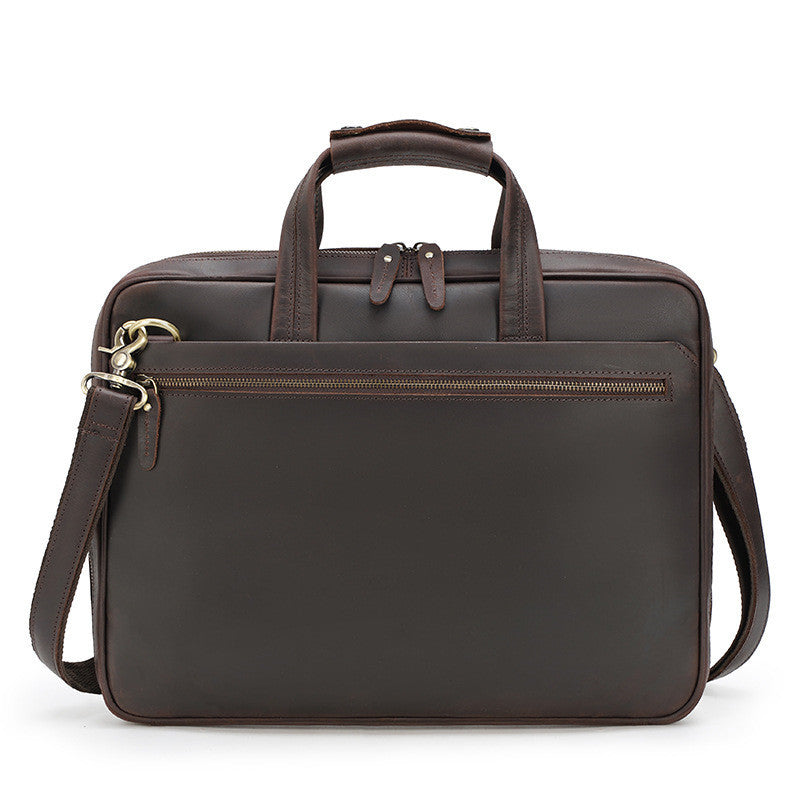 New Retro Leather Briefcase - Ultra-thin Crazy Horse Leather Handbag for Men - ArtOm_farm™ LEATHER