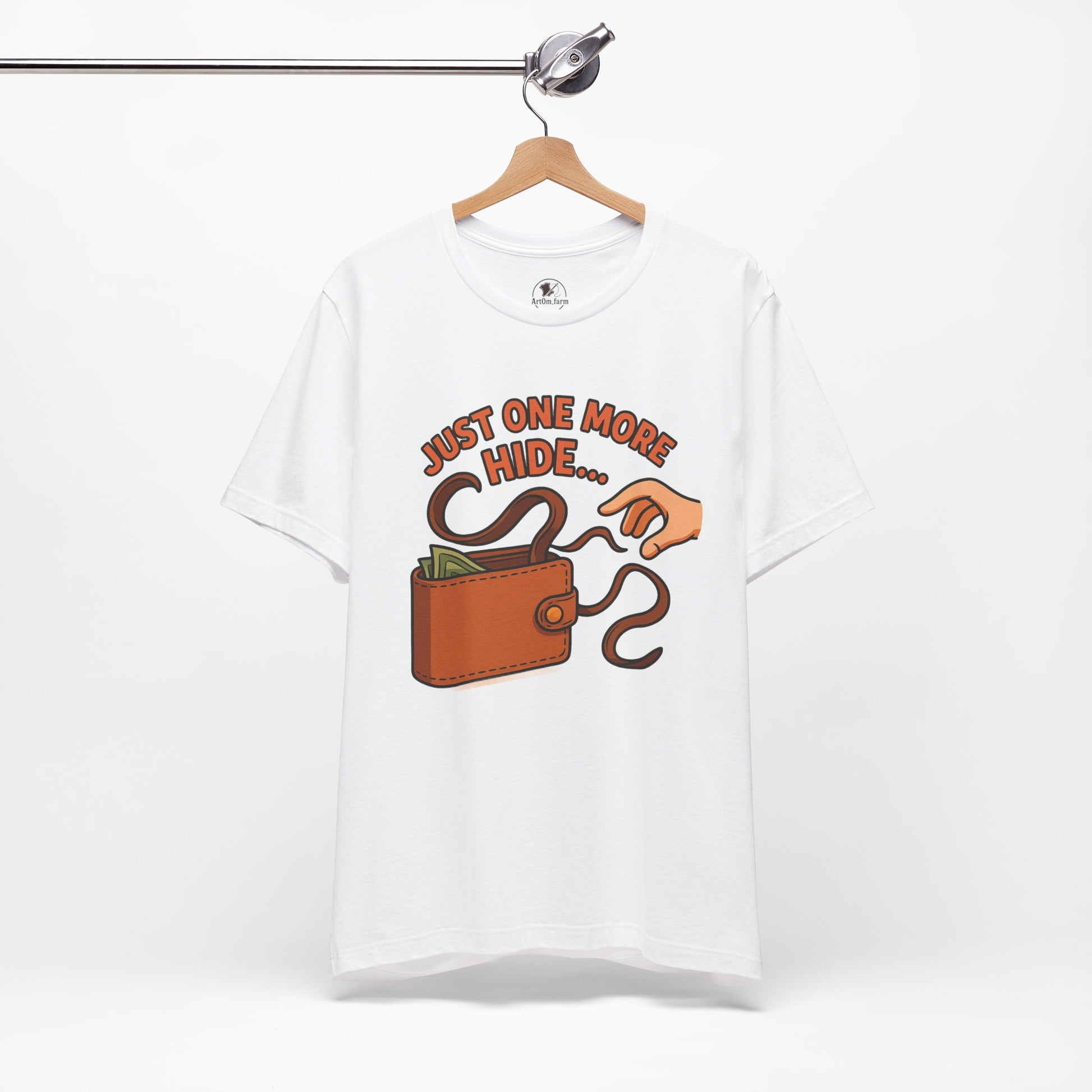 Funny Money Hide T-Shirt - Unisex Jersey Tee for Finance Lovers, Humorous Gift for Casual Wear, Perfect for Birthdays and Holidays - ArtOm_farm™ LEATHER