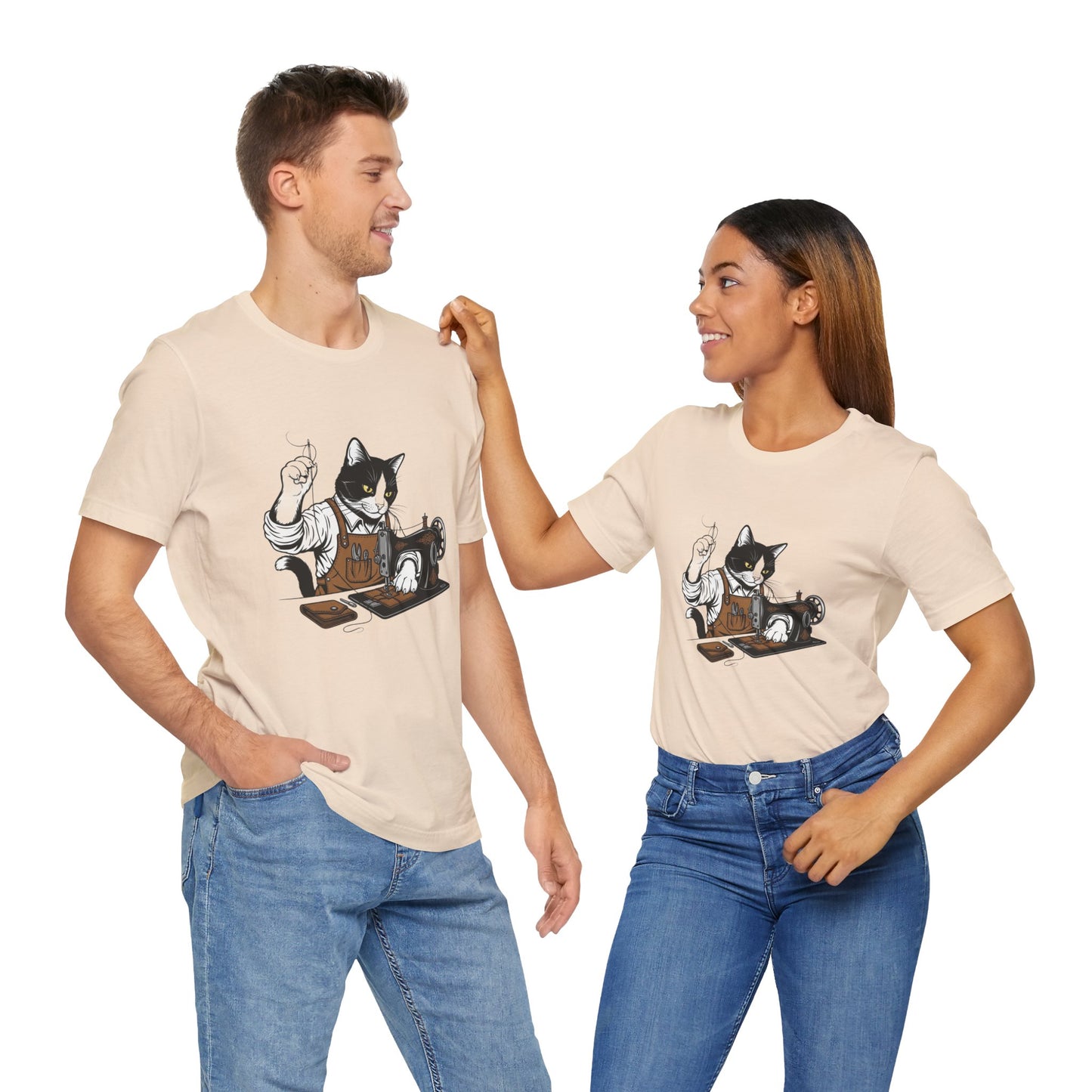 Crafty Cat Sewing Tee - Cute Cat Shirt for Crafters & Sewists, Perfect Gift for Cat Lovers - ArtOm_farm™ LEATHER 