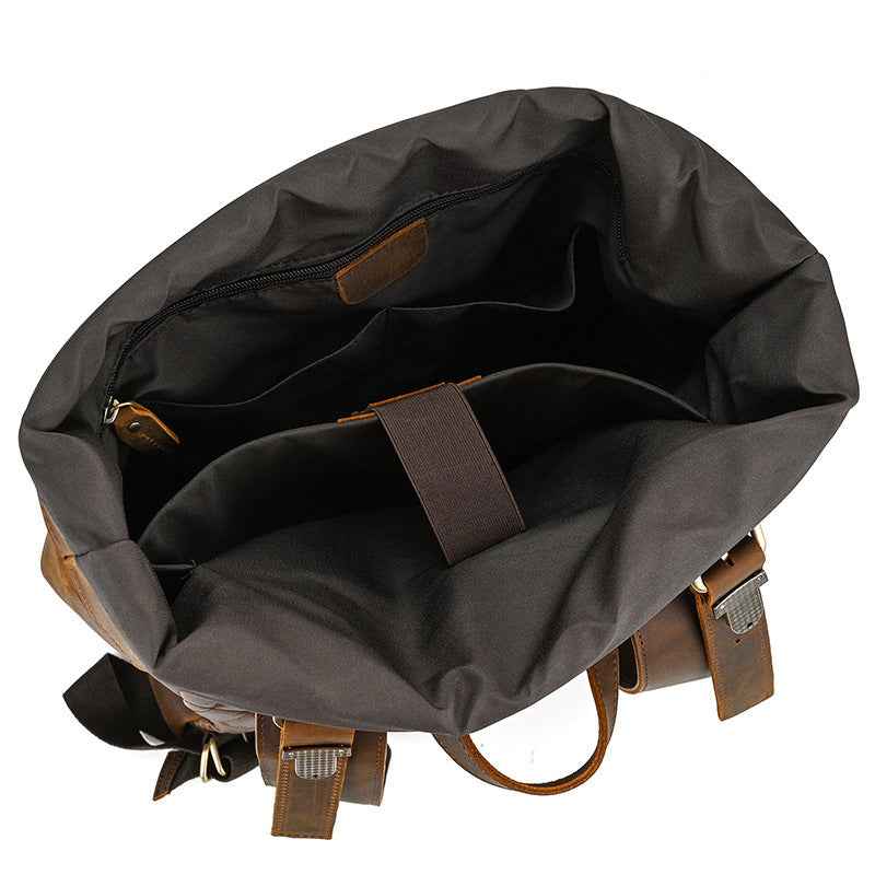 Men's Retro Leather Backpack in Genuine Crazy Horse Leather for School and Travel