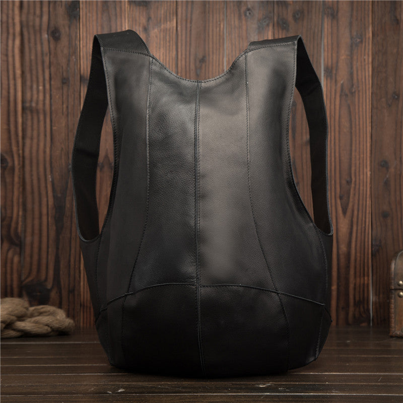 Men's Leather Backpack Crazy Horse Retro Dark Brown College Style Student Backpack - ArtOm_farm™ LEATHER 
