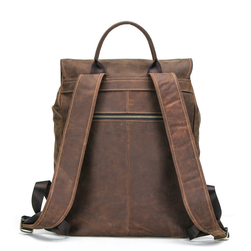 Black Angel Leather Backpack - Retro Crazy Horse Leather Men's Backpack - ArtOm_farm™ LEATHER