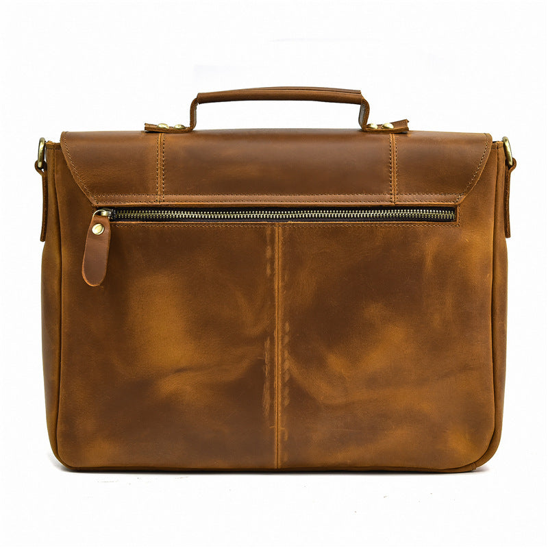 Men's Leather Tote Bag - Crazy Horse Official Document Leather Tote Bag - ArtOm_farm™ LEATHER 