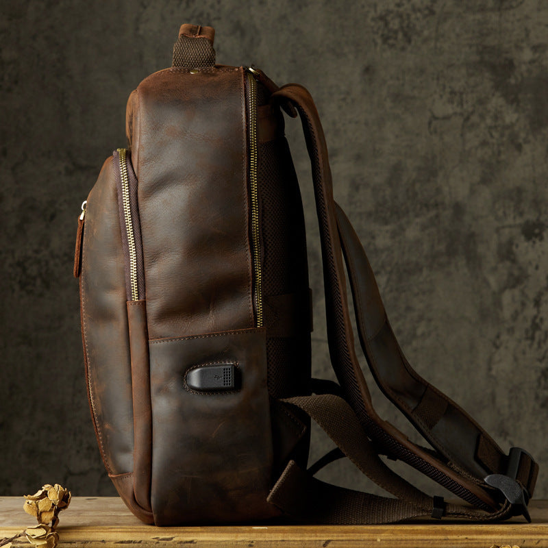 Handmade Leather Backpack - Retro Mad Horse Design - ArtOm_farm™ LEATHER 