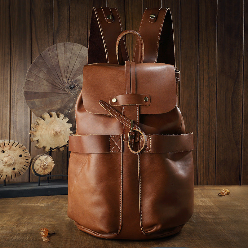 Men's Vintage Leather Backpack for Casual Travel – Crazy Horse Design - ArtOm_farm™ LEATHER 
