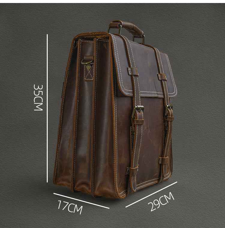 Multifunctional Vintage Leather Backpack in Crazy Horse Leather Design