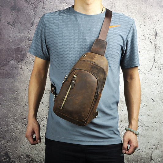 Crazy Horse Leather Bag - Vintage Cowhide Men's Messenger Bag - ArtOm_farm™ LEATHER 