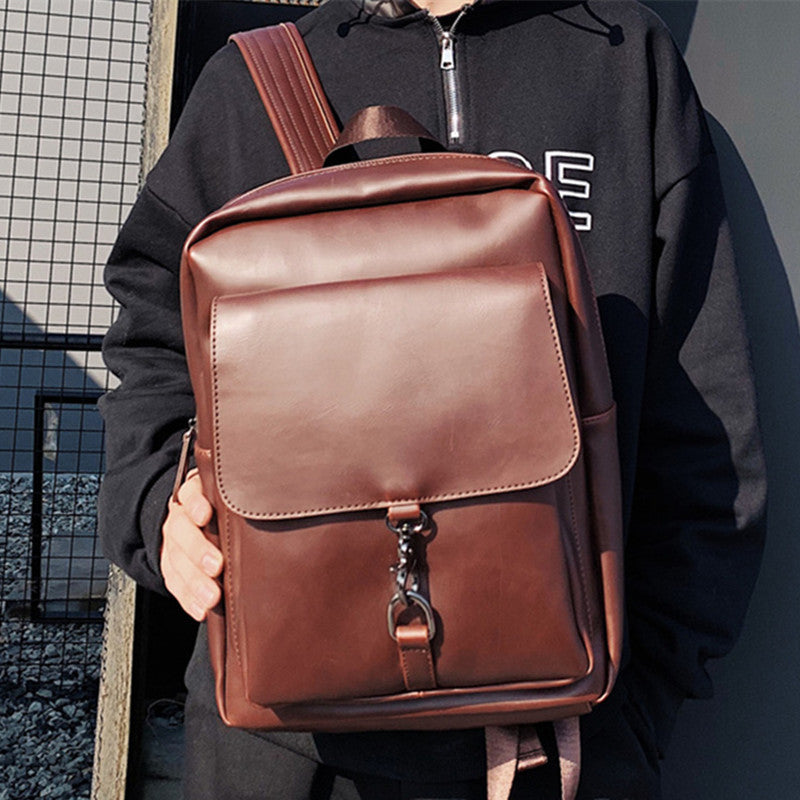 Korean Men's Retro Leather Backpack - Crazy Horse Leather Style - ArtOm_farm™ LEATHER