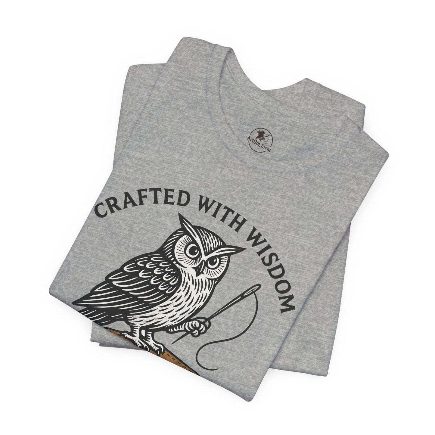 Wise Owl Unisex Tee - Unique Animal Design, Eco-Friendly Apparel for Crafters and Style Enthusiasts - ArtOm_farm™ LEATHER 