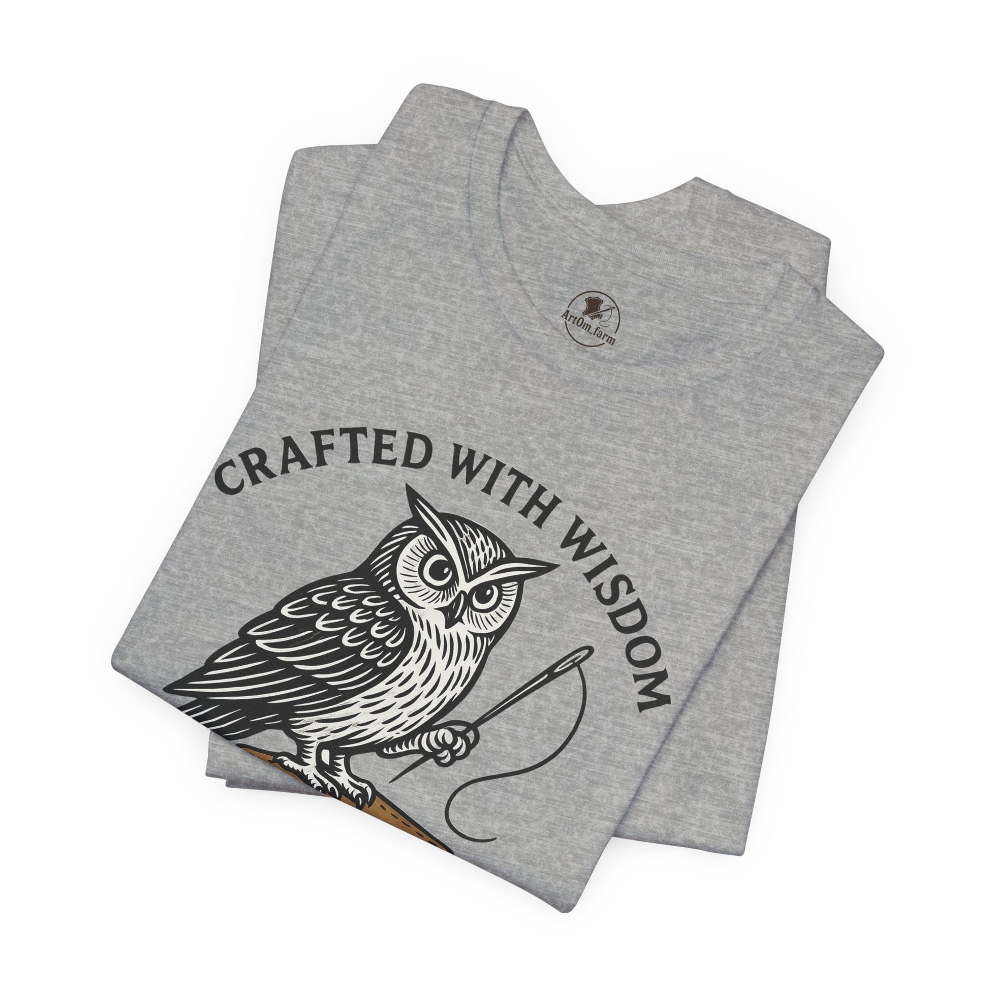 Wise Owl Unisex Tee - Unique Animal Design, Eco-Friendly Apparel for Crafters and Style Enthusiasts - ArtOm_farm™ LEATHER 